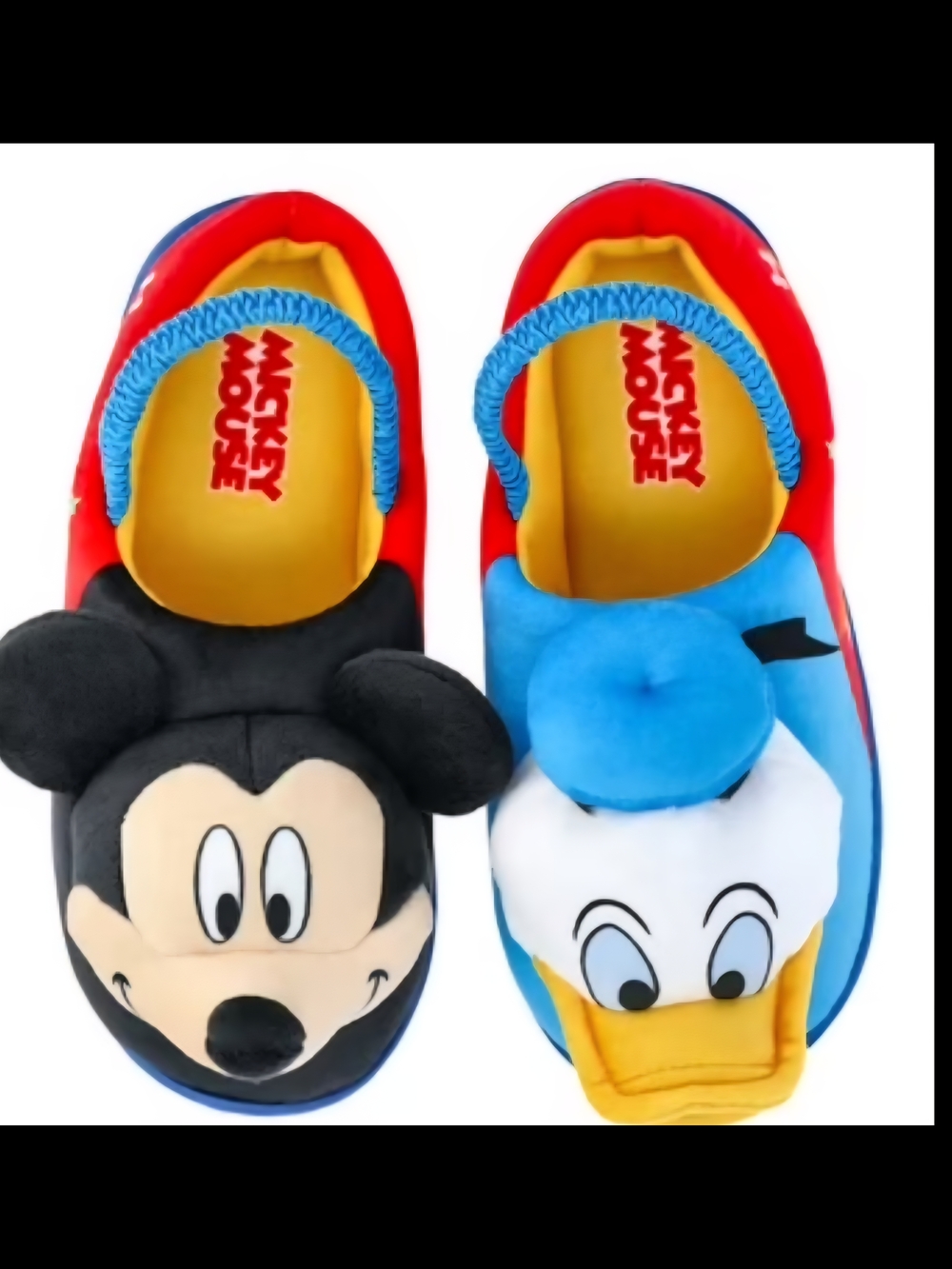 Disney Kids Plush Mickey & Donald Character Slippers NWT 9 10